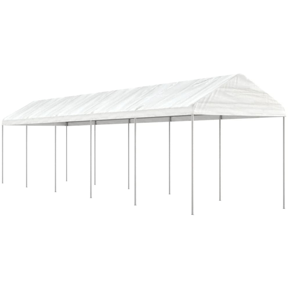 vidaXL 2.69 x 11.15m White Gazebo with Roof Image 1