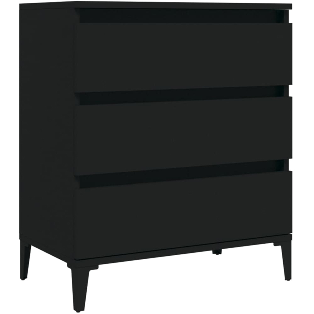 vidaXL 3 Drawer Black Wooden Sideboard Image 2