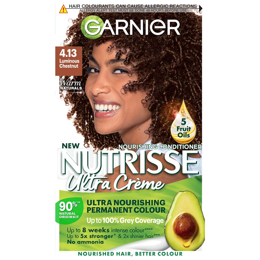 Garnier Nutrisse Ultra Cream 4.13 Luminous Chesnut Permanent Hair Dye Image
