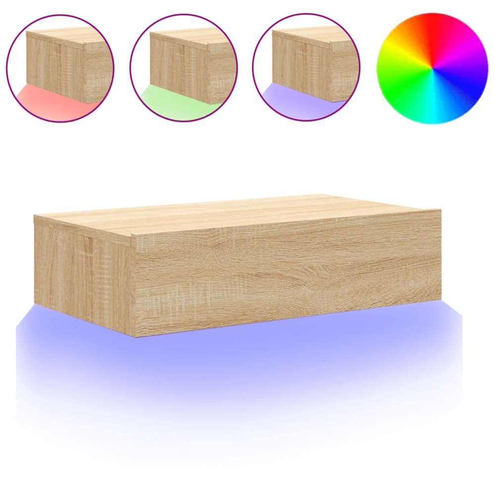 vidaXL Single Drawer Sonoma Oak Wall Mounted LED TV Cabinet Image 2