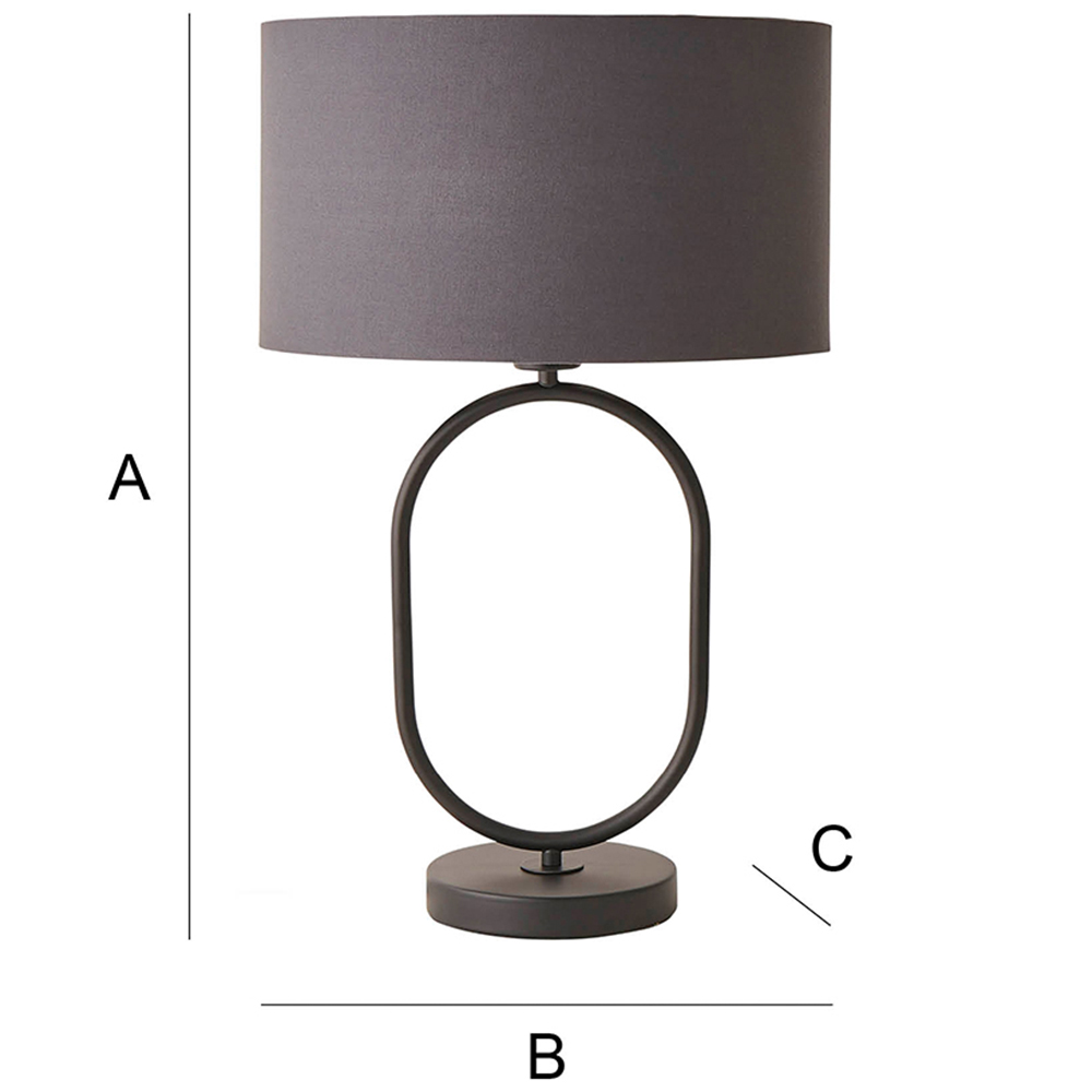 ValueLights Antonia Charcoal Fabric Drum Shade Matte Black Oval LED Table Lamp Image 7