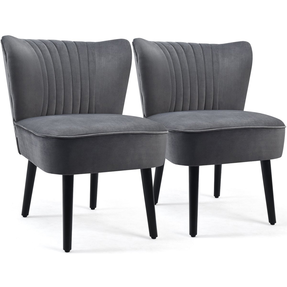Costway Grey Velvet Accent Chair Set of 2 Image 2