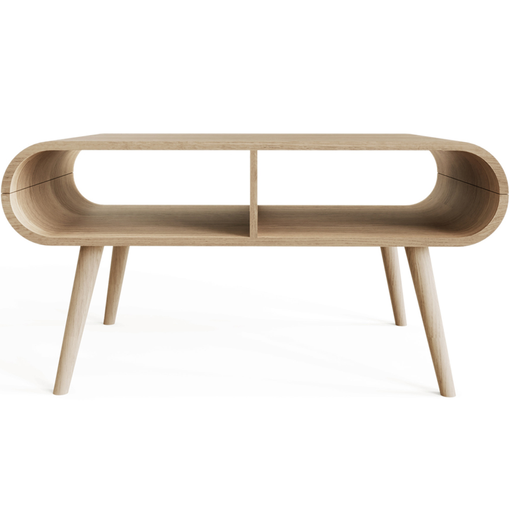 GFW Vionna 2 Shelf Oak Curved Coffee Table Image 3