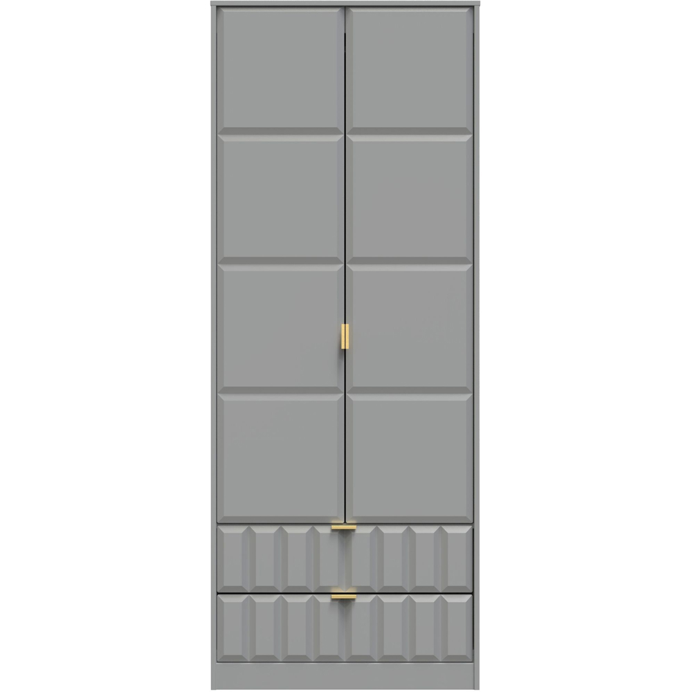 Crowndale Cube 2 Door 2 Drawer Dusk Grey Wardrobe Ready Assembled Image 3