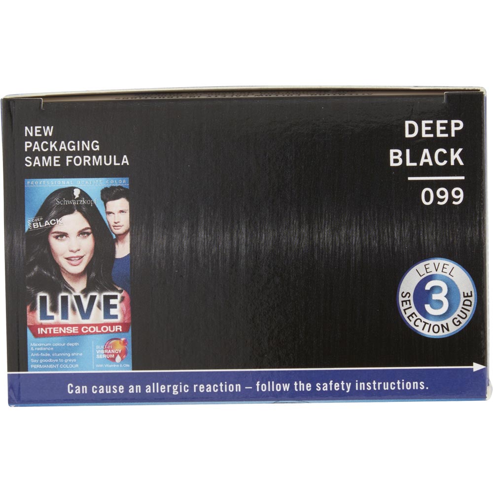 Schwarzkopf LIVE Intense Colour Deep Black 099 Permanent Hair Dye Image 3