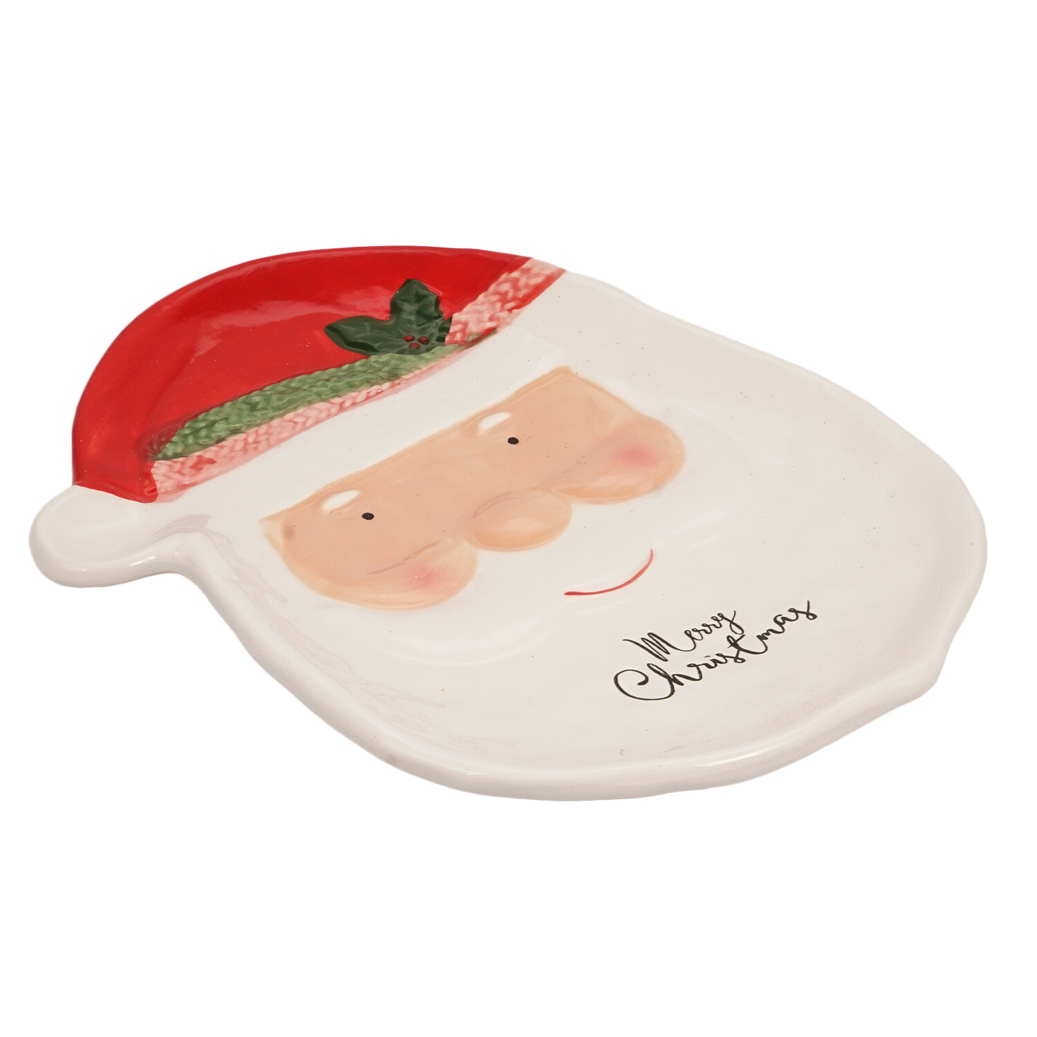 White Merry Christmas Santa Plate Image 2