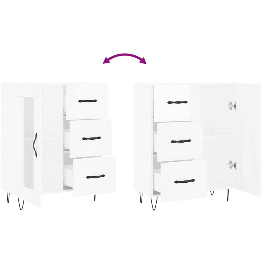 vidaXL Single Glass Door 3 Drawer High Gloss White Sideboard Image 9