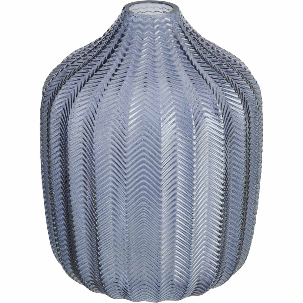 Wilko Blue Textured Glass Vase Image 1