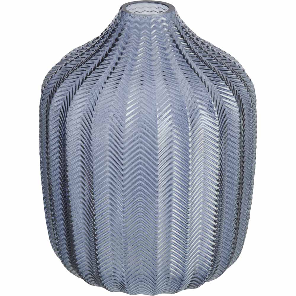 Wilko Blue Textured Glass Vase Wilko