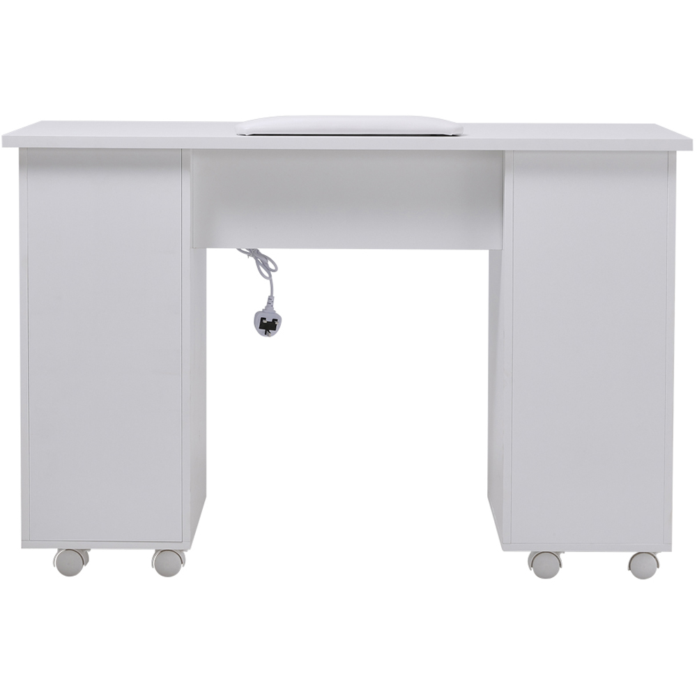 Living and Home 2 Door 2 Drawer White Rolling Manicure Table with Electric Dust Extractor Image 2