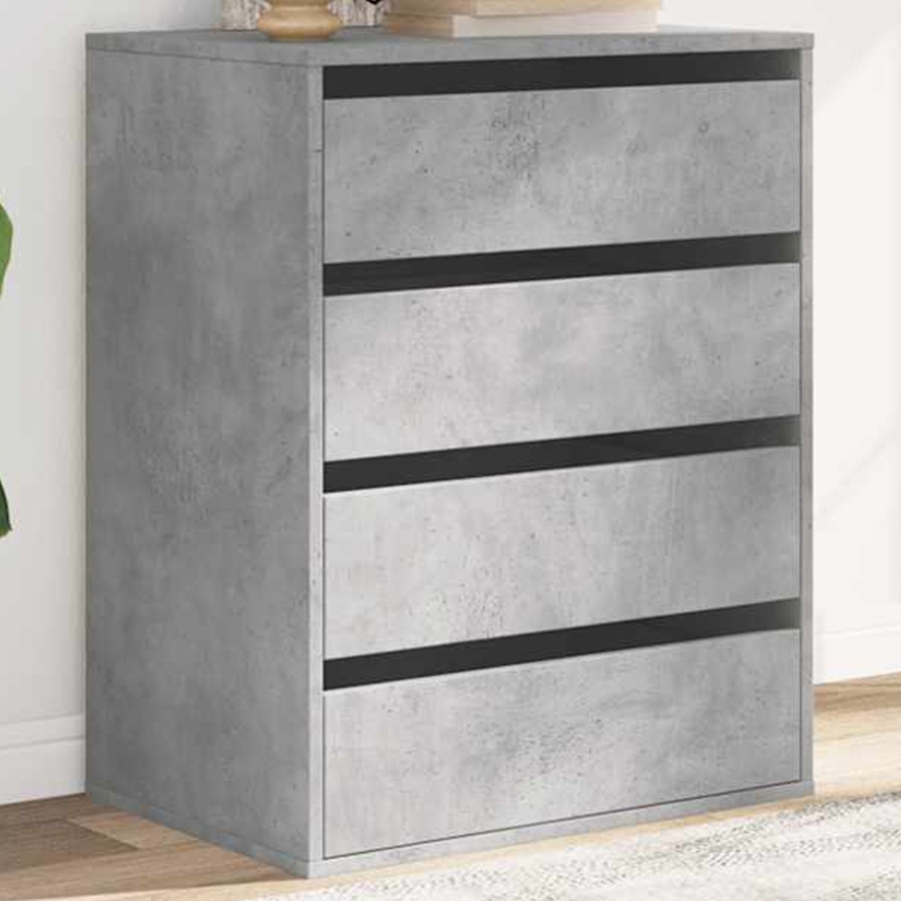 vidaXL 4 Drawer Concrete Grey Wooden Chest of Drawers Image 1