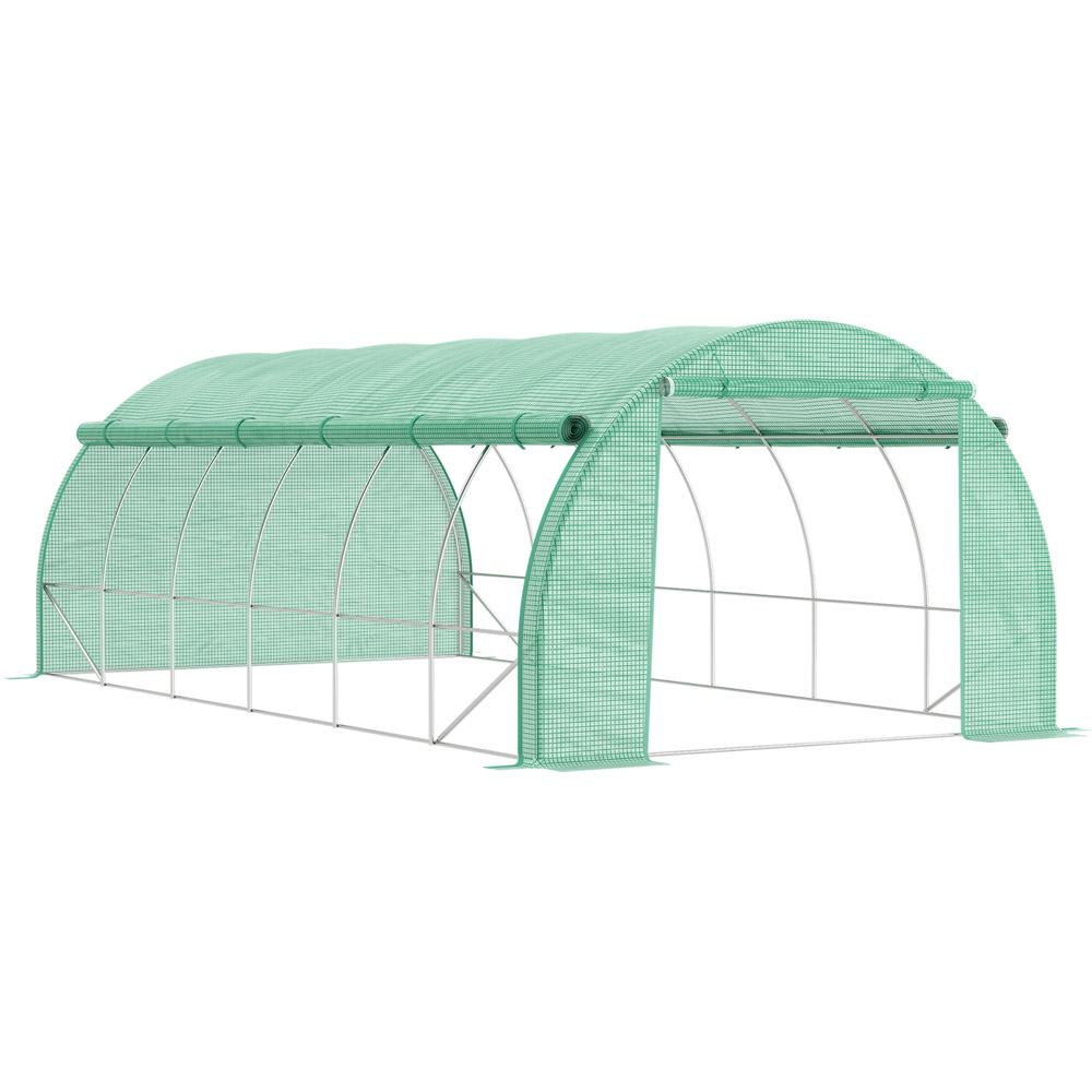 Outsunny Green Plastic 10 x 19.6ft Polytunnel Greenhouse Image 1