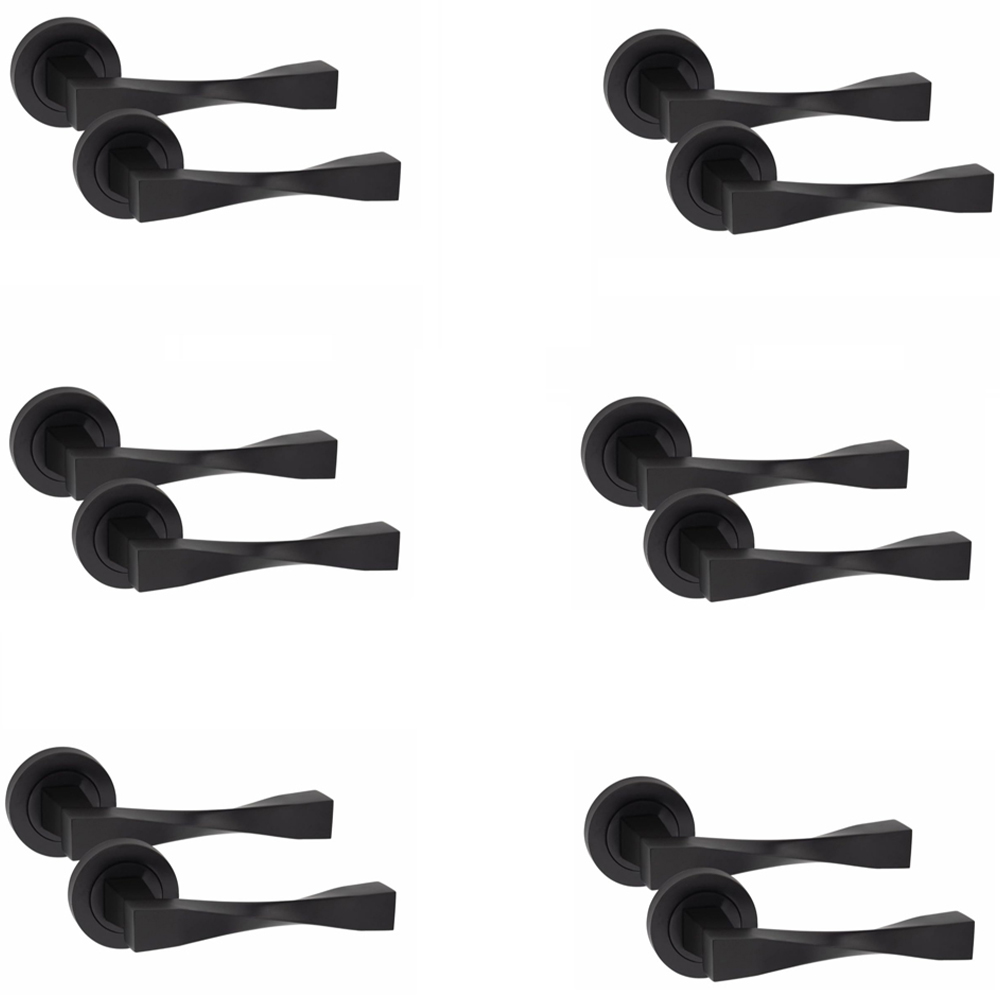 Golden Grace Matt Black Straight Astrid Twist Latch Handle Pair 52mm 6 Pack Image 1