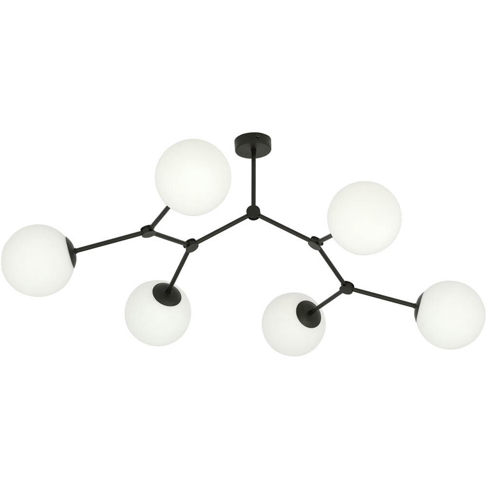 Emibig Space 6 Light White Shade Black E14 Ceiling Light Image 1