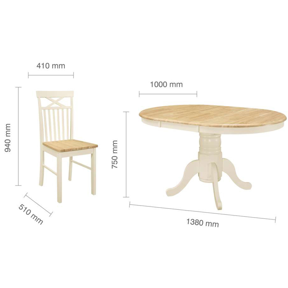 Chatsworth 4 Seater 138cm Extending Round Dining Set Oak Image 9
