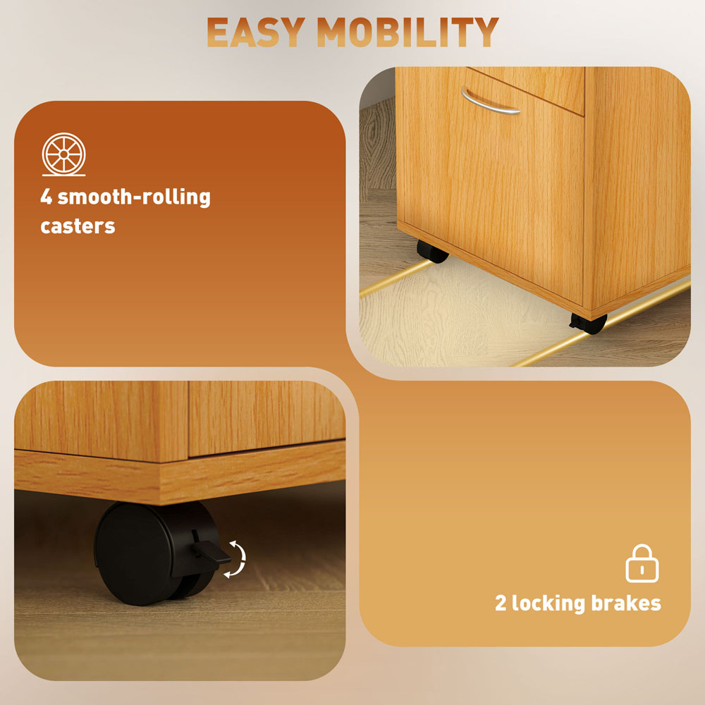HOMCOM Single Drawer Single Door Single Shelf Natural Filing Cabinet Image 6