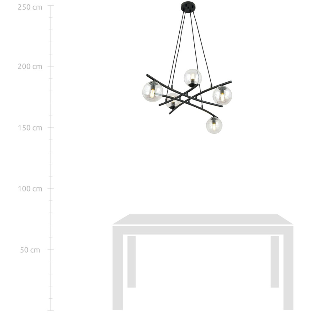 Emibig Essa 5 Light Transparent Shade Black E14 Ceiling Pendant Light Image 4