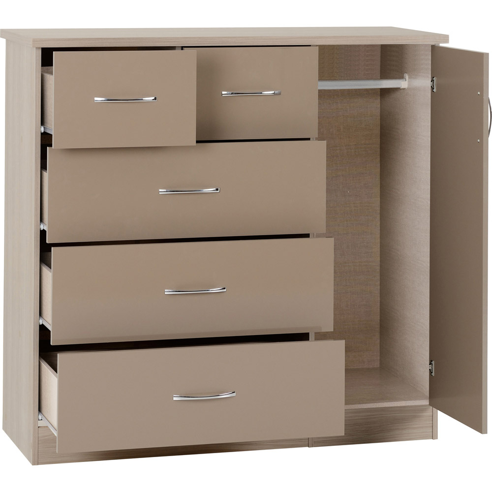 Seconique Nevada 5 Drawer Oyster and Light Oak Low Wardrobe Image 3
