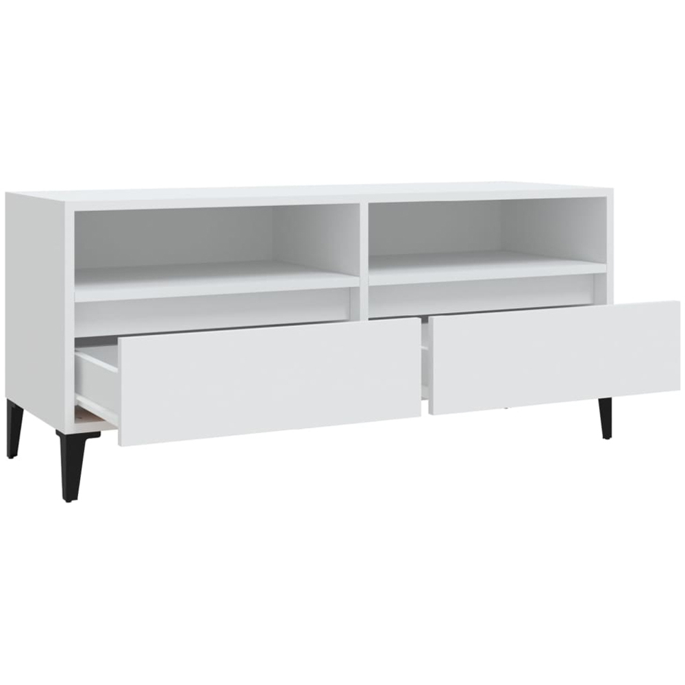 vidaXL 2 Drawer 2 Shelf White TV Cabinet Image 6