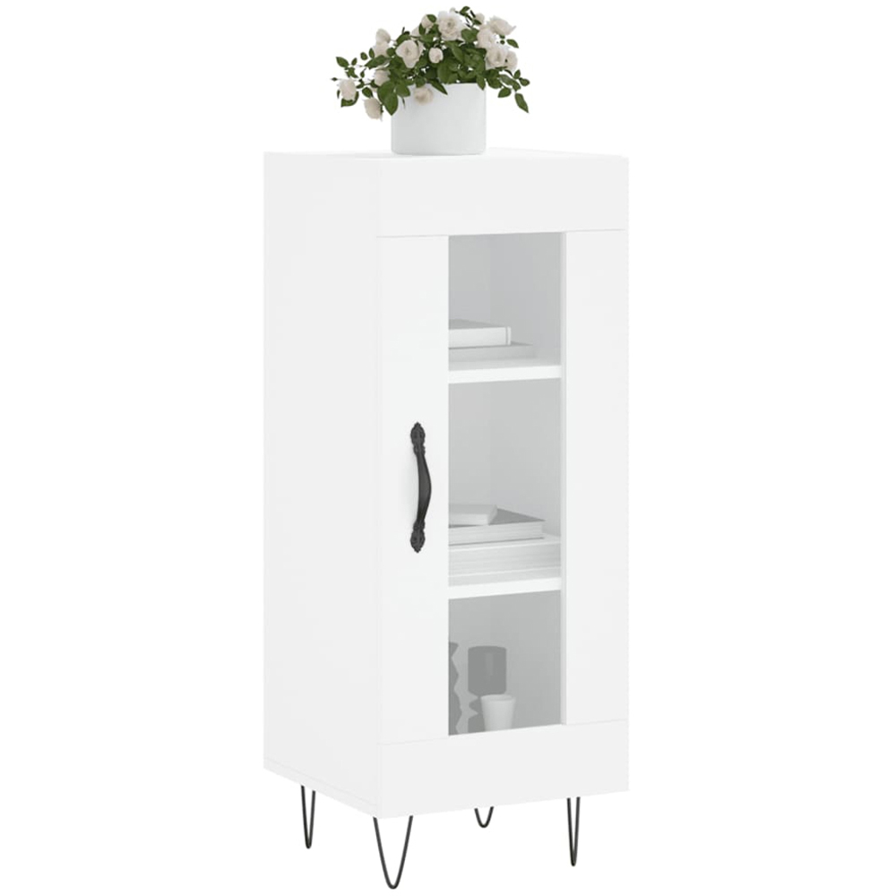 vidaXL Single Glass Door White Slim Sideboard Image 3
