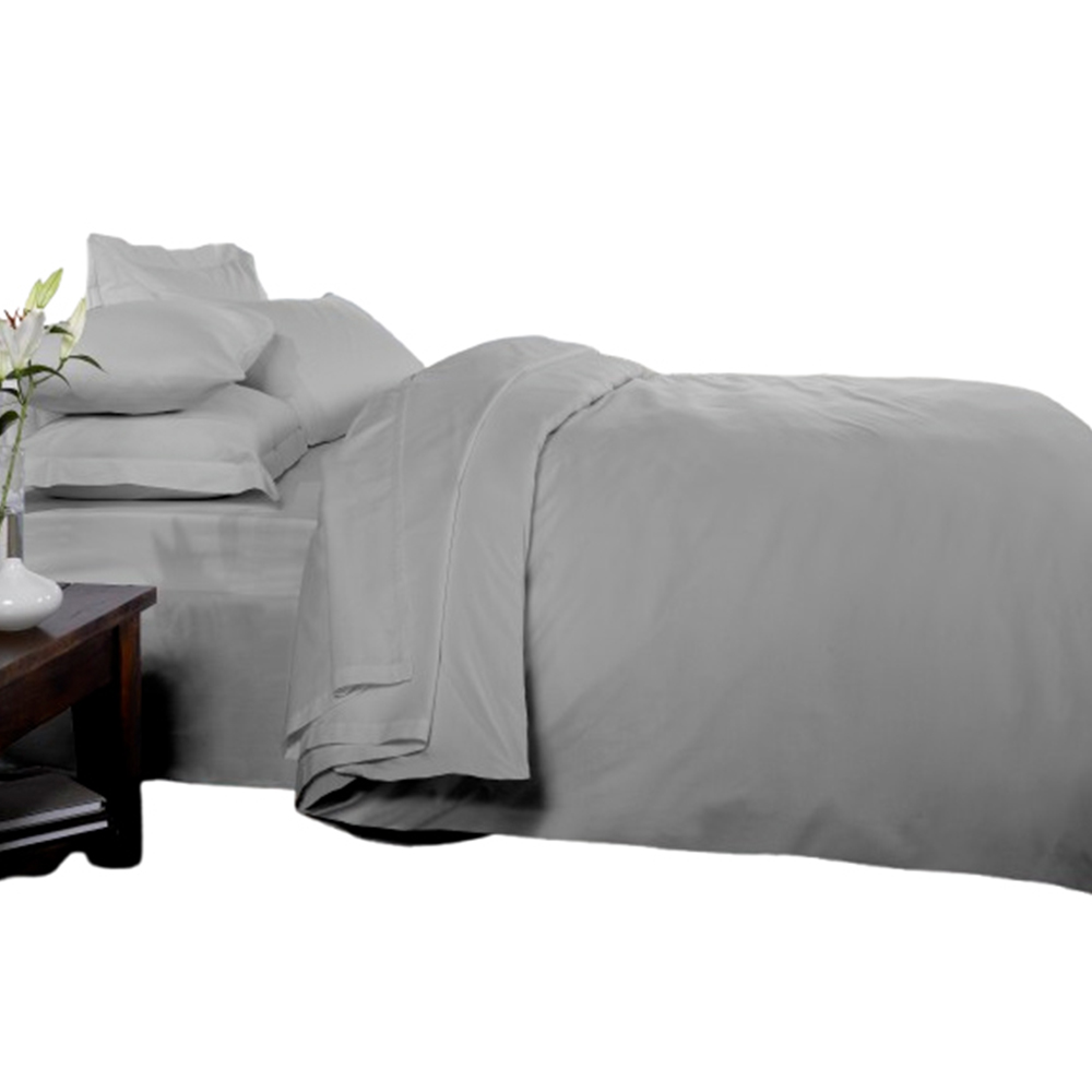 Rapport Home Double Silver 200 Thread Count Cotton Percale Quilt Cover Image 1
