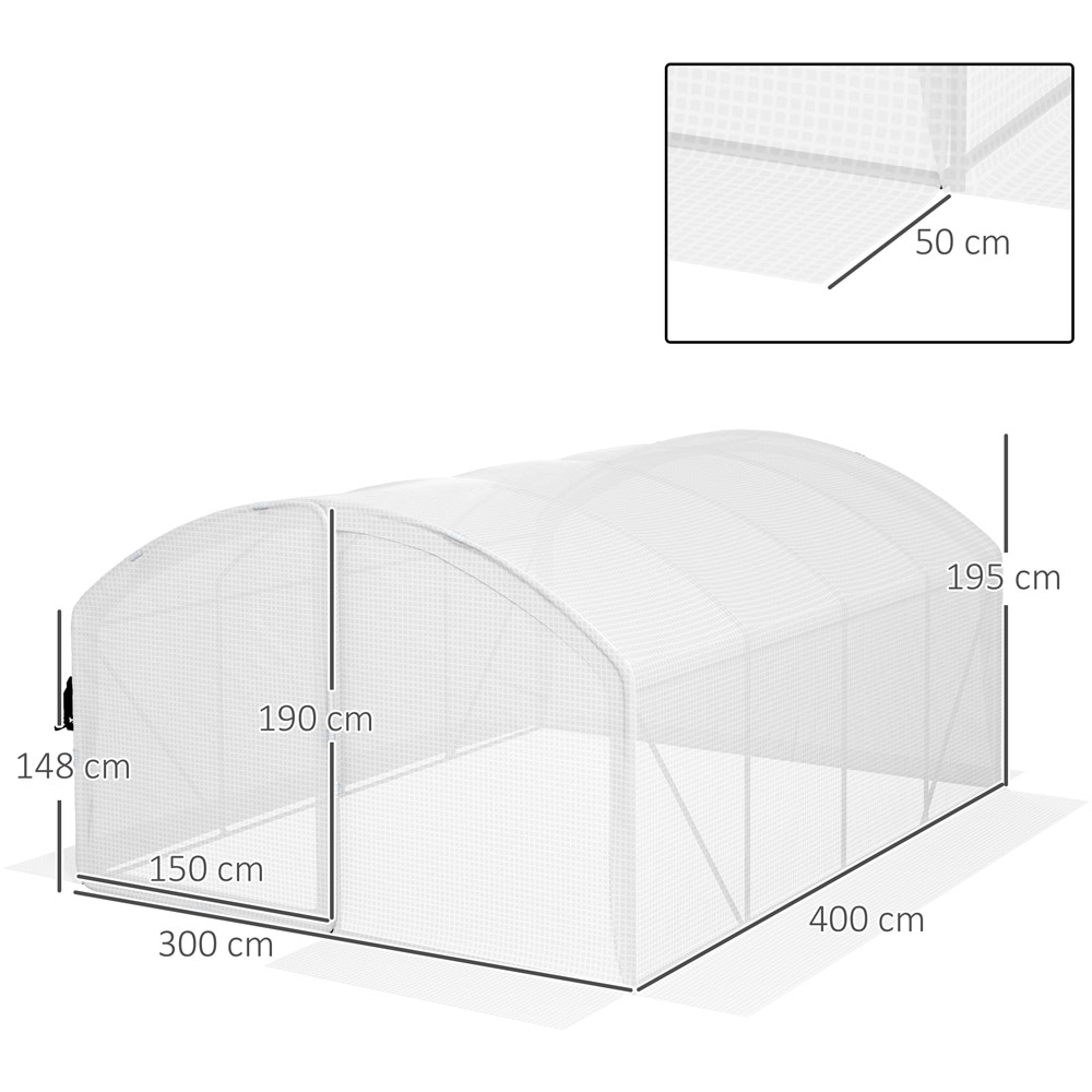 Outsunny White PE Cover 9.8 x 13ft Polytunnel Greenhouse Image 7