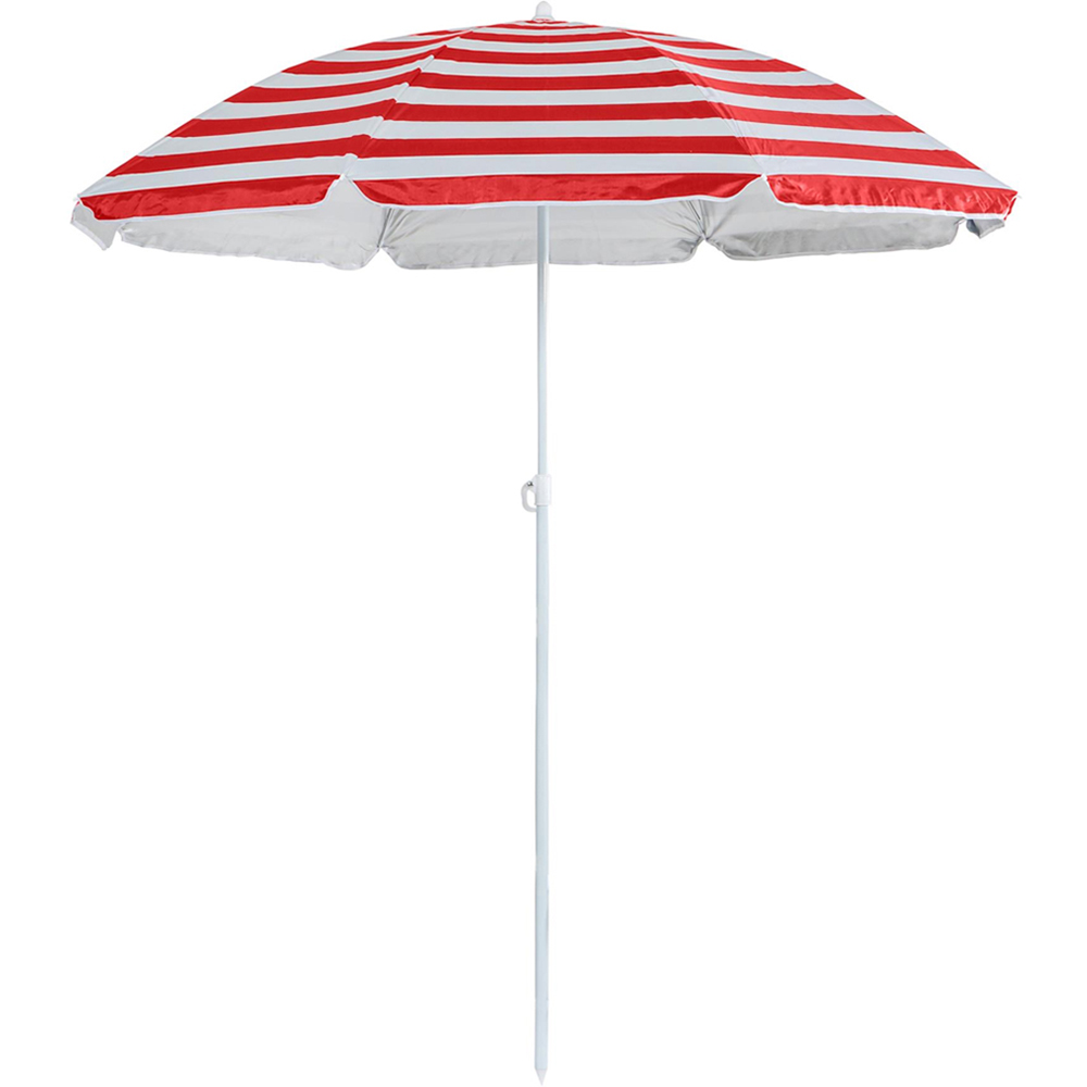 Harbour Housewares Red Stripe Metal Beach Parasol 1.8m Image 1