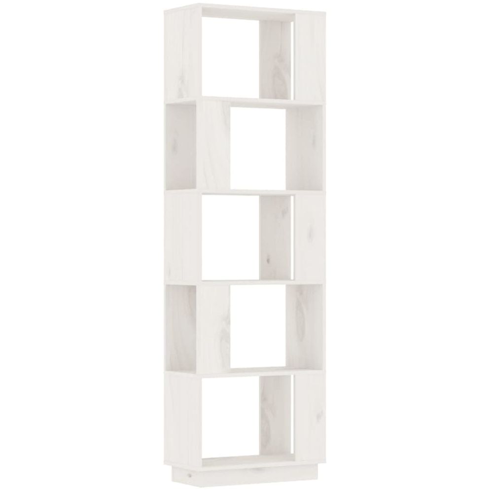 vidaXL 5 Shelf White Solid Pine Wood Bookcase Image 2
