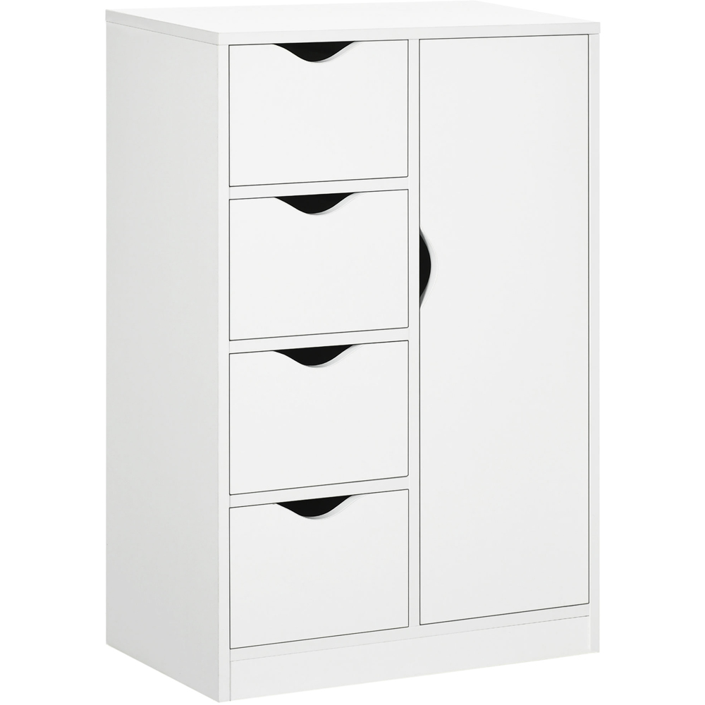 Portland Single Door 4 Drawer White Floor Cabinet Image 2