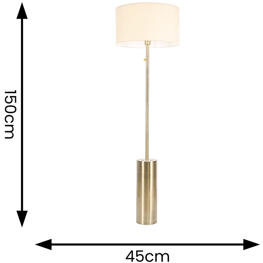 ValueLights Lexy Reni Cream Shade Antique Brass LED Floor Lamp Image 4