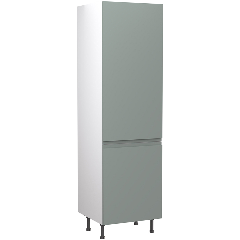 Kitchen Kit J-Pull Matt Sage Green Fridge and Freezer Housing Flatpack 600mm Image 1