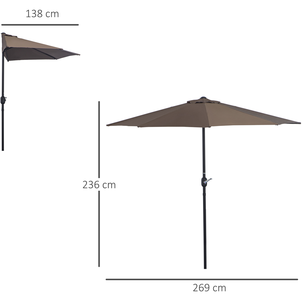 Outsunny Brown Balcony Half Parasol 2.7m Image 7