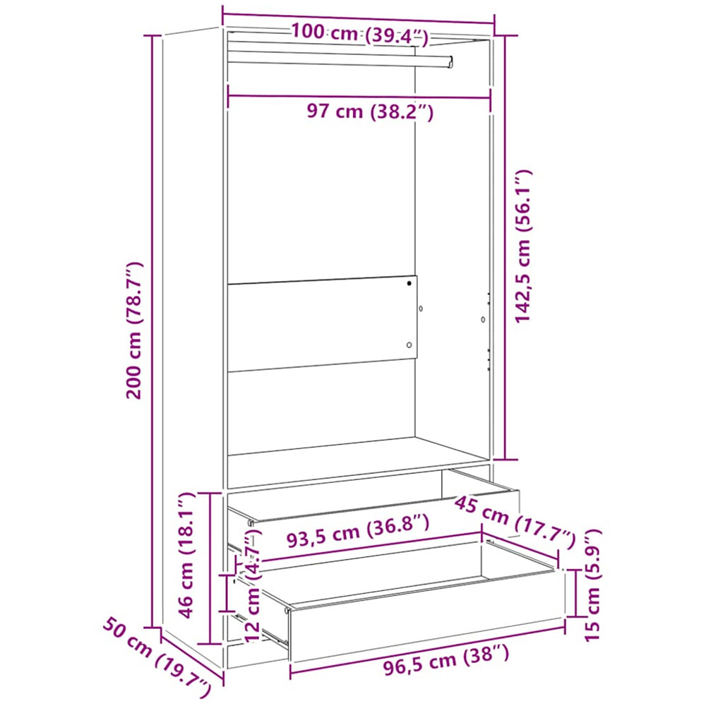 vidaXL 4 Shelf Grey Sonoma Engineered Wood Open Wardrobe Image 9