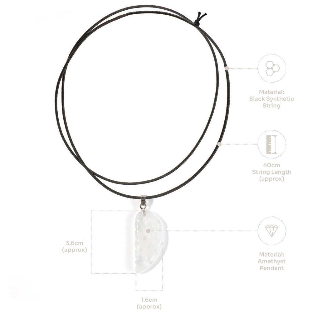 Myga Rock Quartz Angel Wing Pendant Necklace Image 4