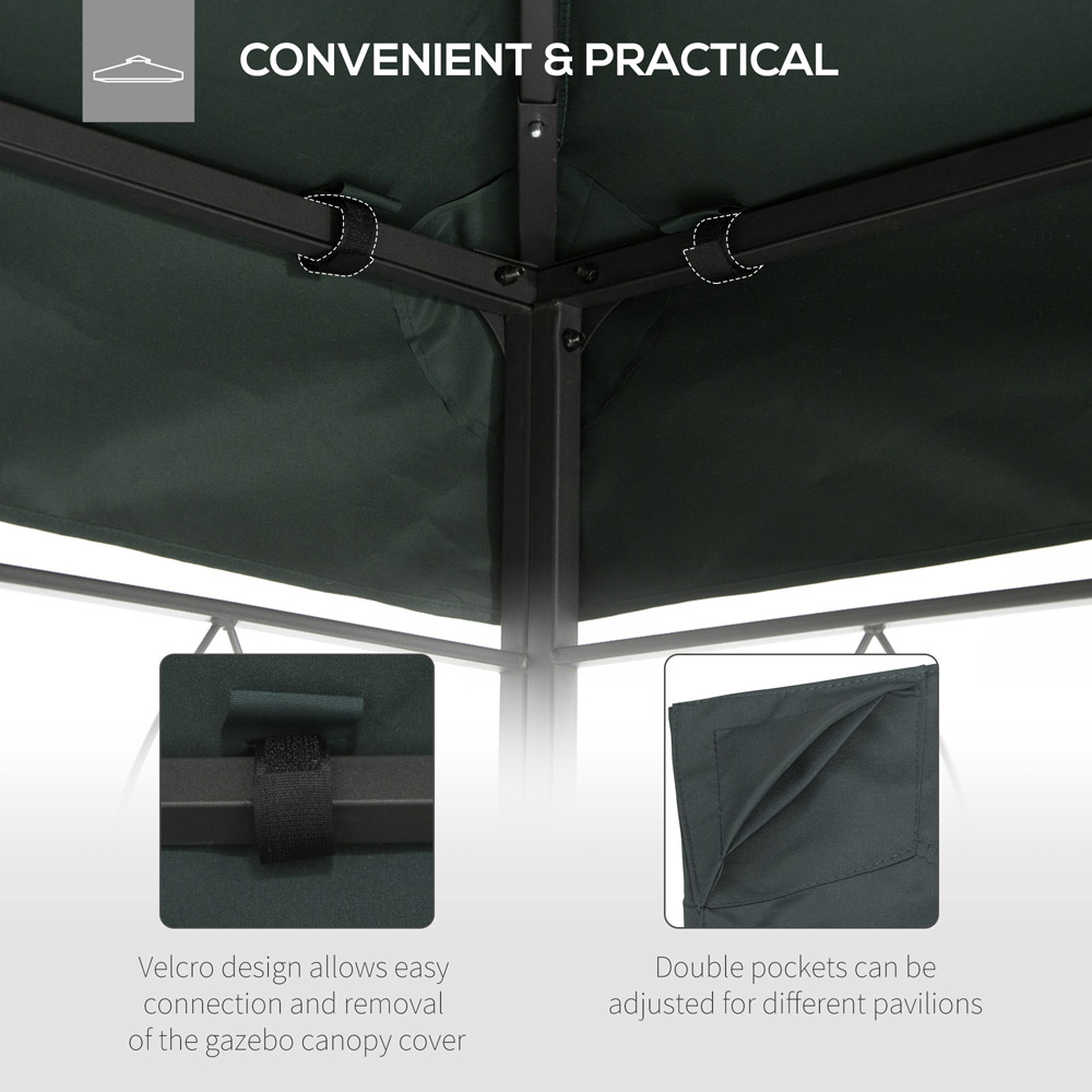 Outsunny 3 x 4m 2 Tie Deep Grey Replacement Gazebo Canopy Image 7