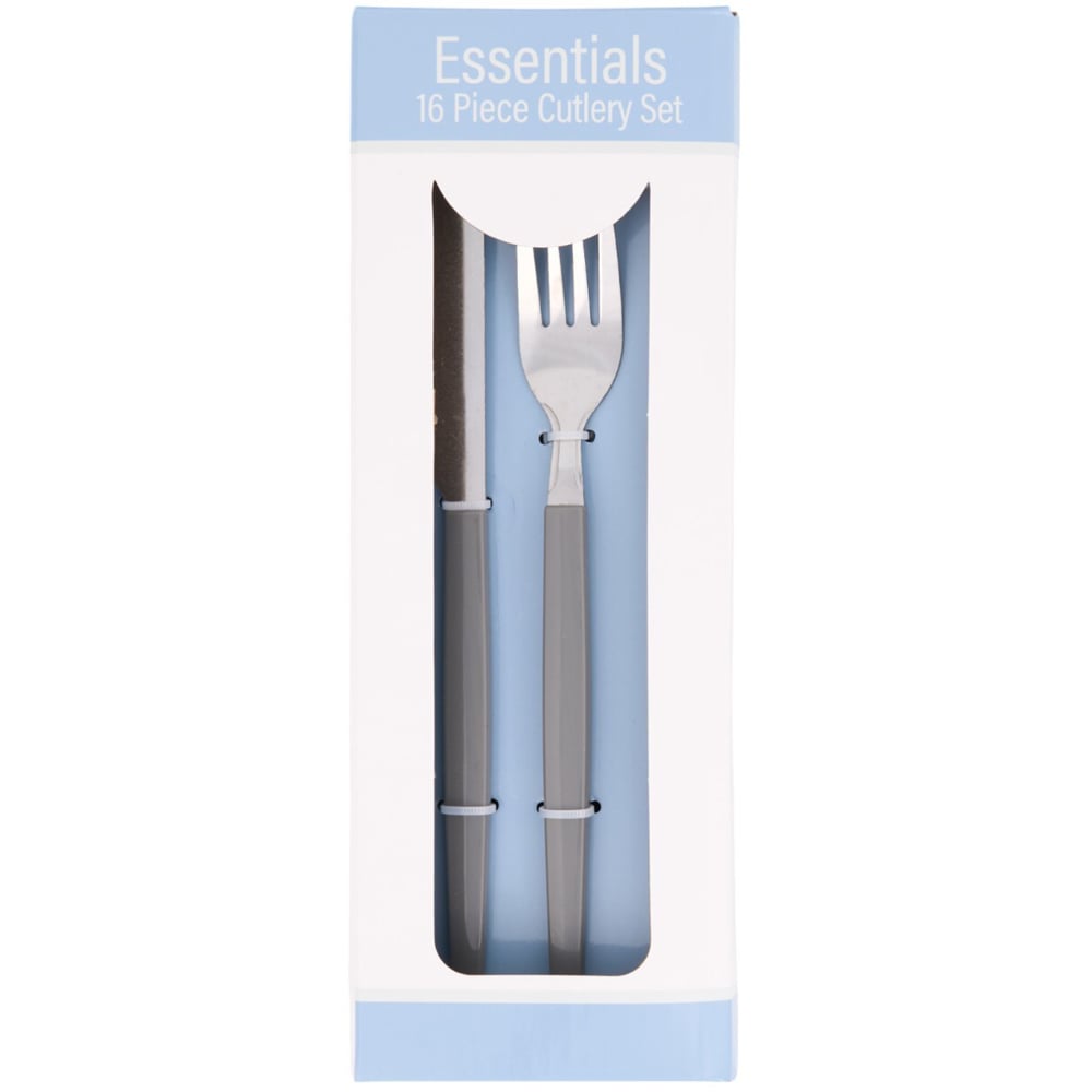 Essentials 16 Piece Stainless Steel Cutlery Set Silver Image 1