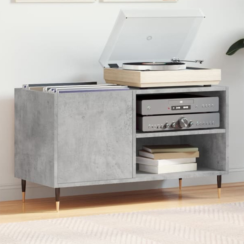 vidaXL 2 Shelf Concrete Grey Record Cabinet Image 1