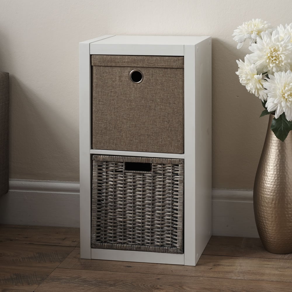 wilko Oslo 2 Shelf White Cube Storage Unit Image 3