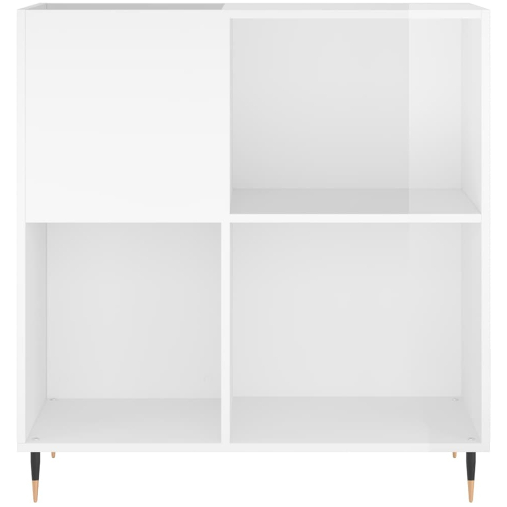 vidaXL 2 Shelf High Gloss White Record Cabinet Image 4