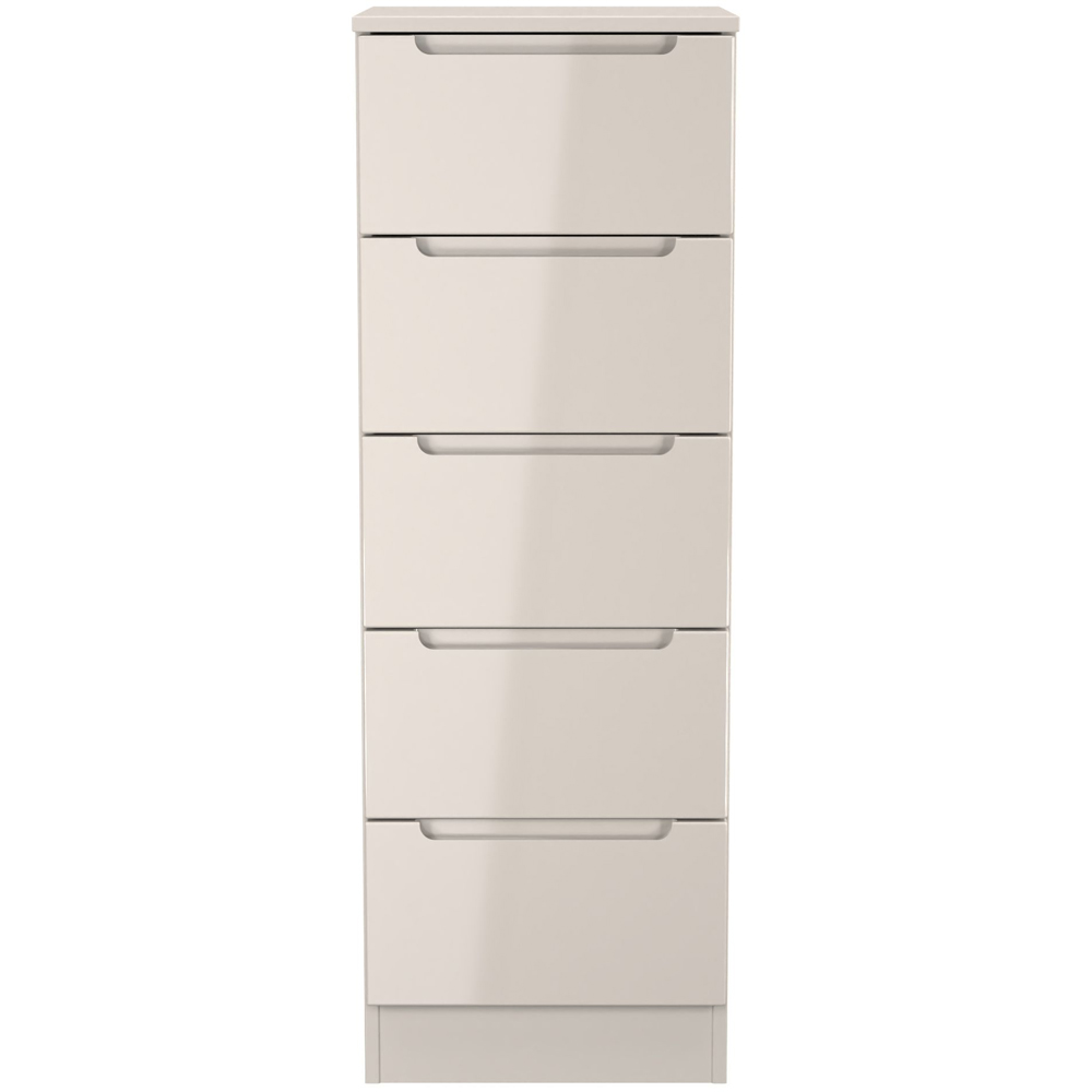 Crowndale Milan 5 Drawer Kashmir Gloss and Kashmir Tall Bedside Cabinet Ready Assembled Image 3