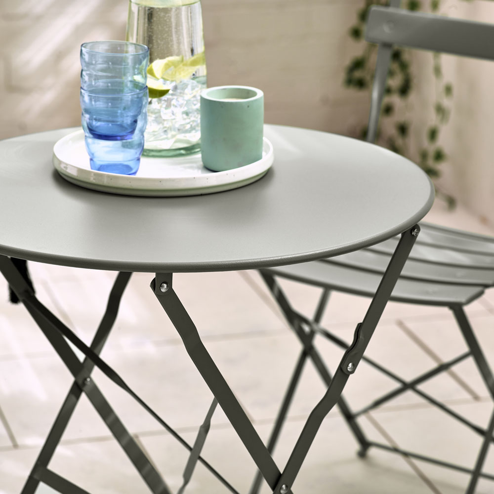 Furniturebox Cruz Grey Metal 2 Seater Outdoor Bistro Set Image 3