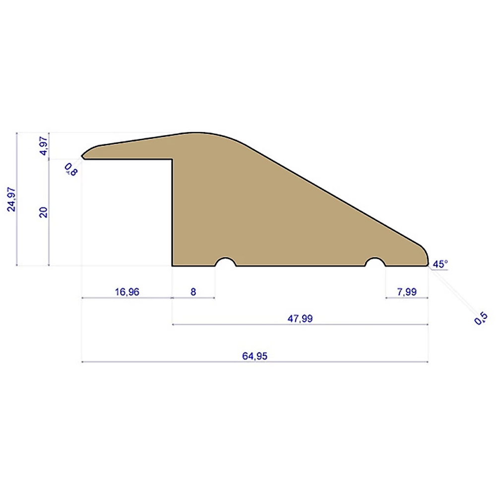 Signature Collection 20mm Unfinished Solid Oak Ramp 90cm Image 3