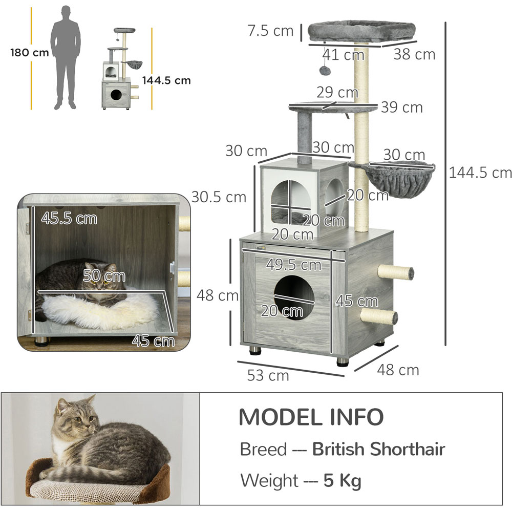 PawHut Enclosure Grey Cat Litter Box Image 7
