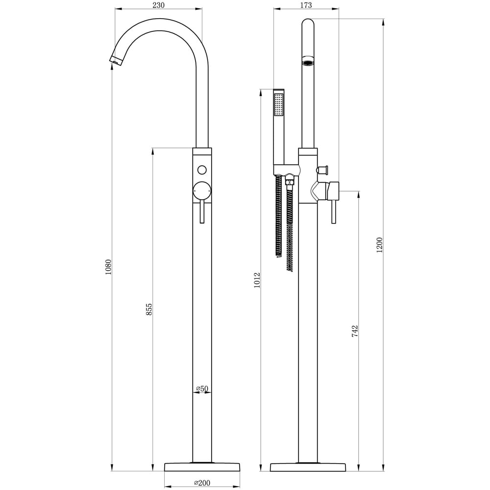 Bathstore Newton Matt Black Floor Standing Bath Shower Mixer Image 4