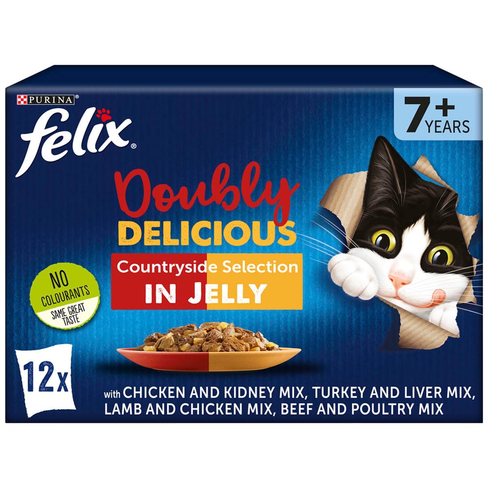 Felix Doubly Delicious Meat Senior Cat Food 12 x 100g Image 1