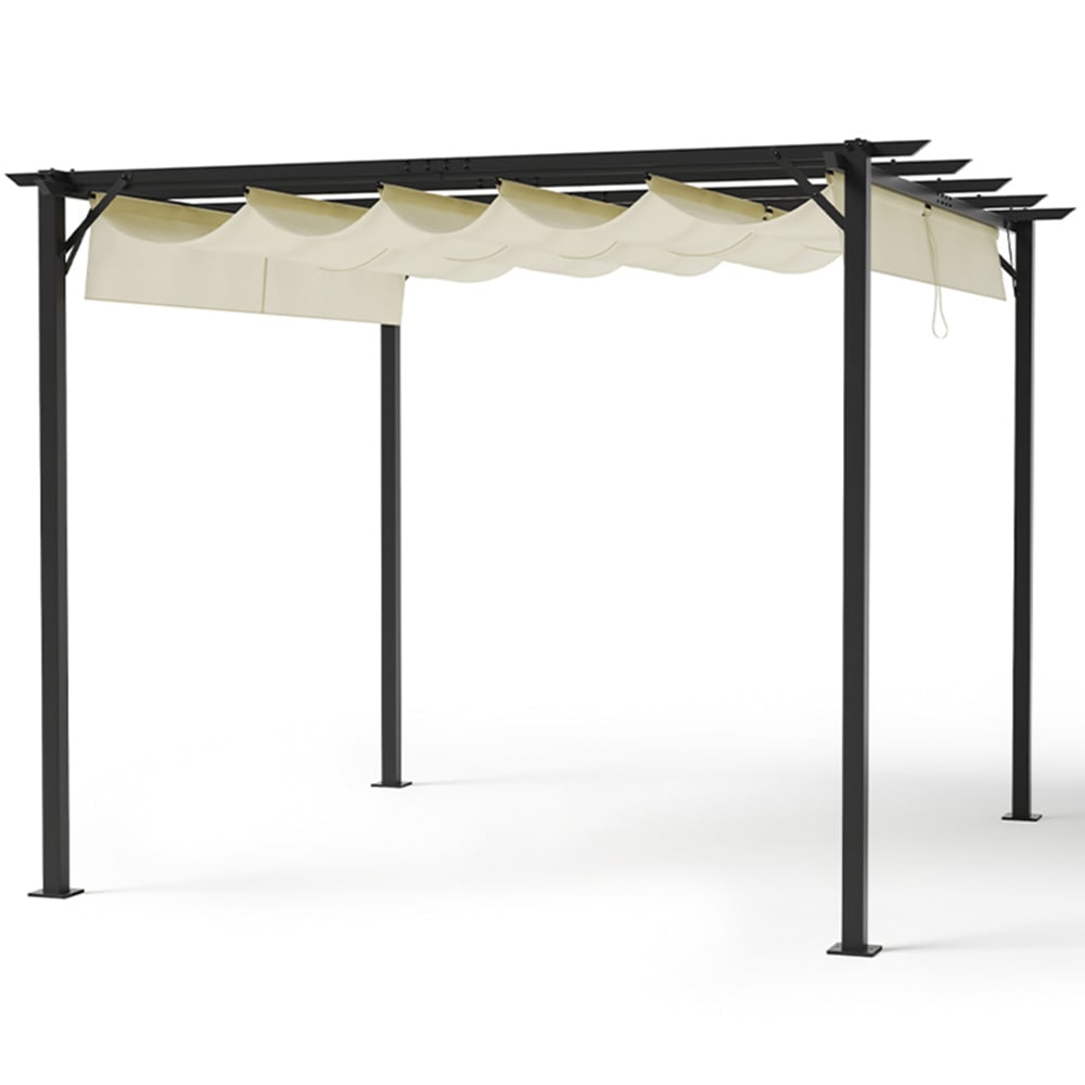 Living and Home Beige Square Metal Pergola Gazebo with Canopy 3 x 3m Image 2