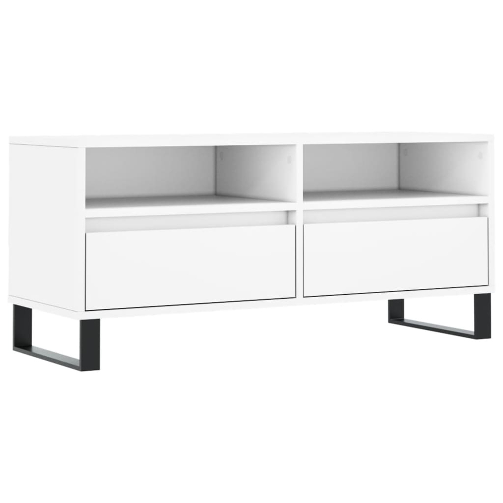 vidaXL 2 Drawer 2 Shelf White TV Cabinet Image 2
