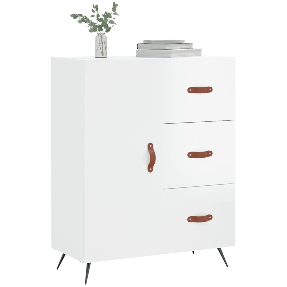 vidaXL Single Door 3 Drawer White Sideboard Image 3