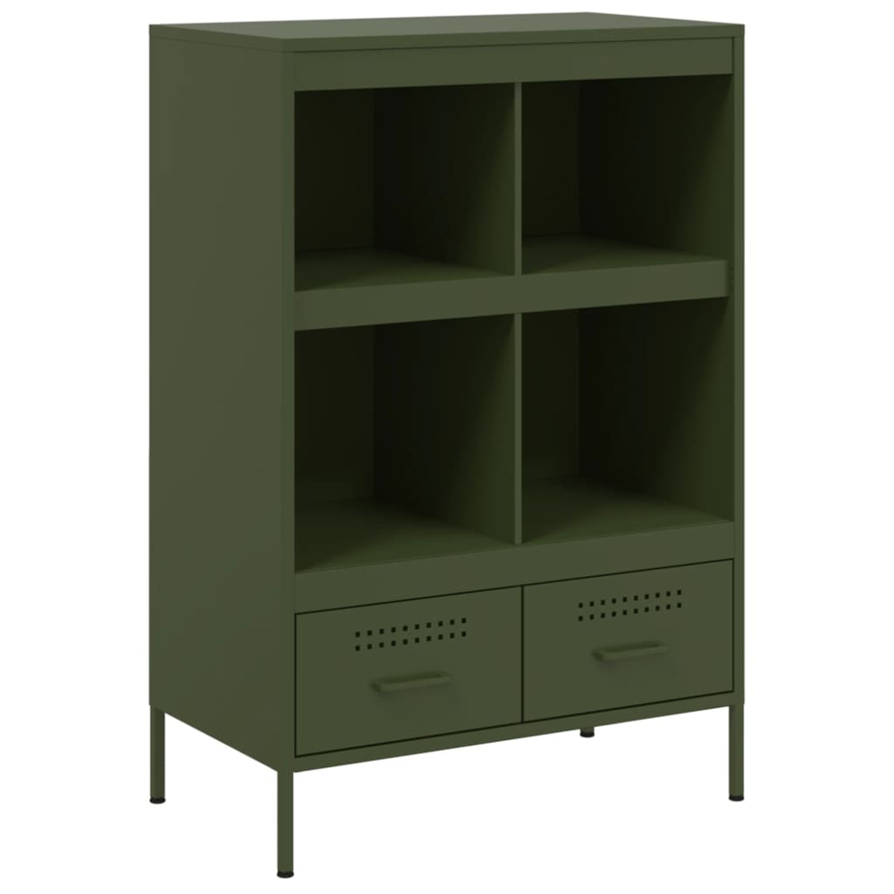 vidaXL 2 Drawer 4 Shelf Green Cold-Rolled Steel Highboard Image 2
