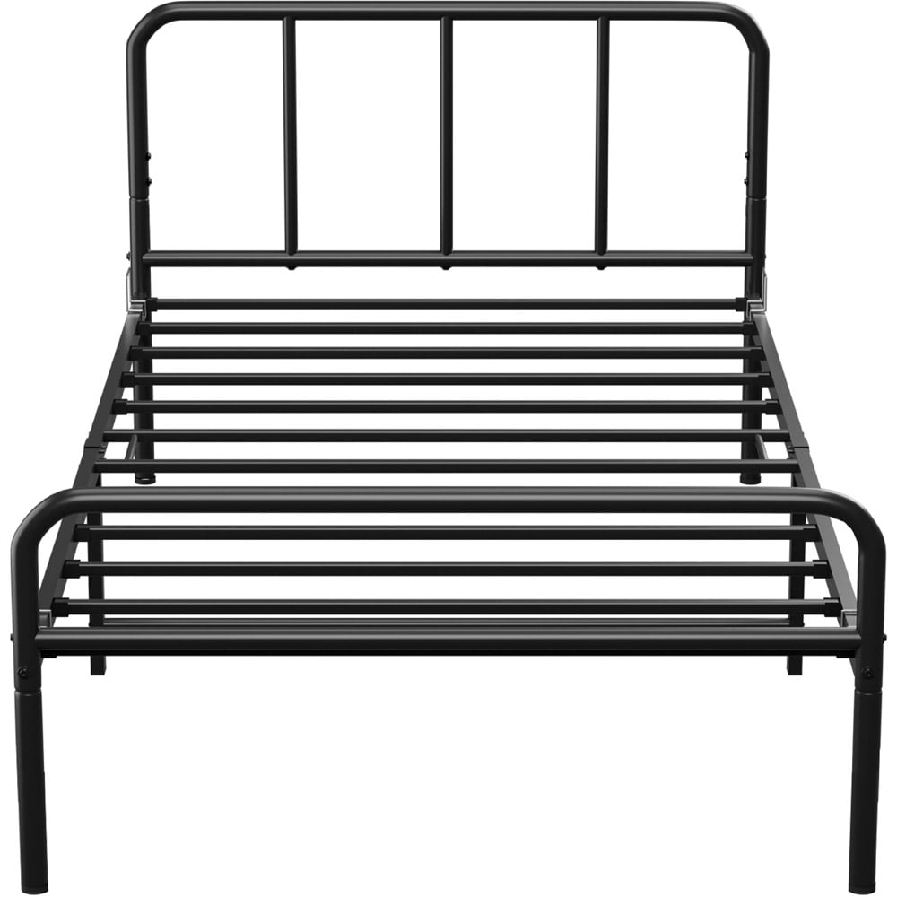 House Of Home Single Black Extra Strong Metal Bed Frame with Rounded Head and Foot Board Image 2